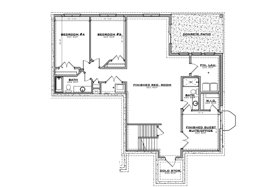 Chestnut Basement floor plan, 302 plan set