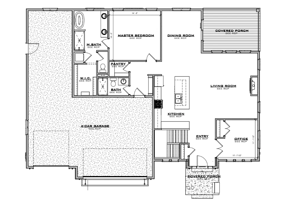 Chestnut Main Level floor plan, 302 plan set