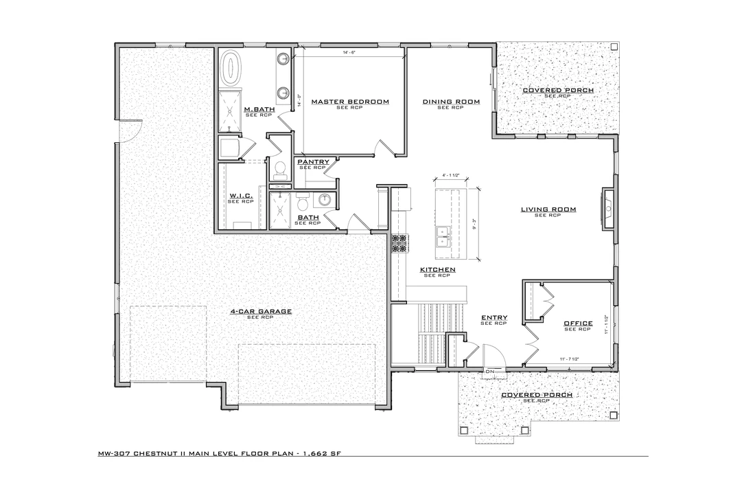 Chestnut II Main Level floor plan, MW307 plan set