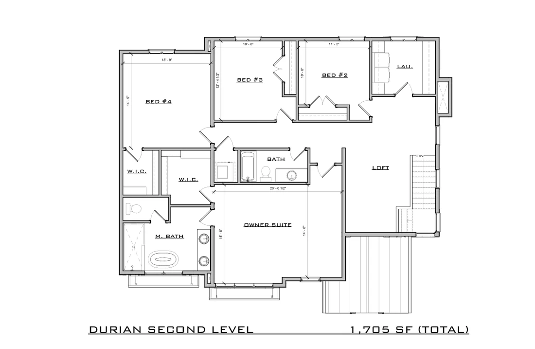 Durian Farmhouse Second Level floor plan, Farmhouse plan set