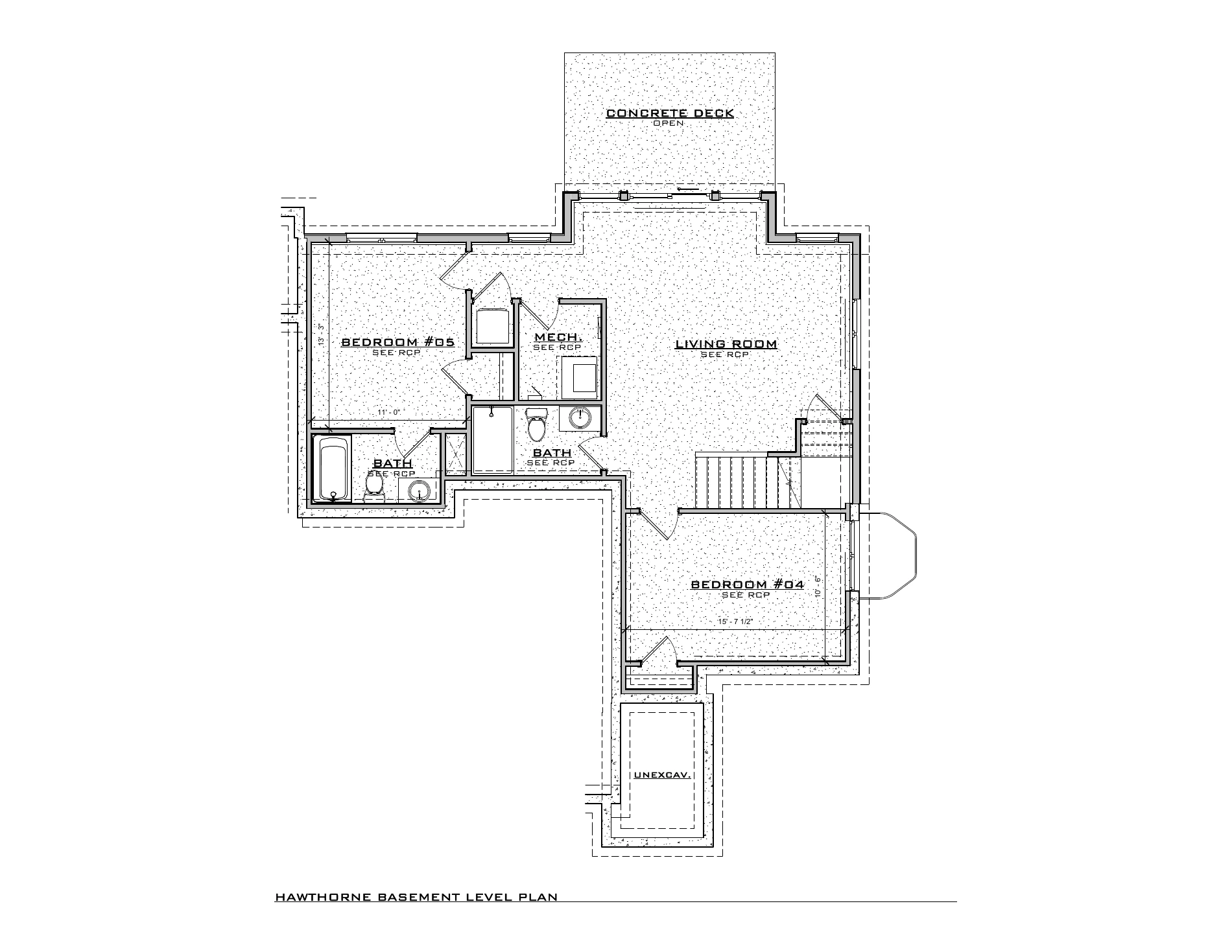 Hawthorne Farmhouse, lot SR301 — Basement architectural floor plan