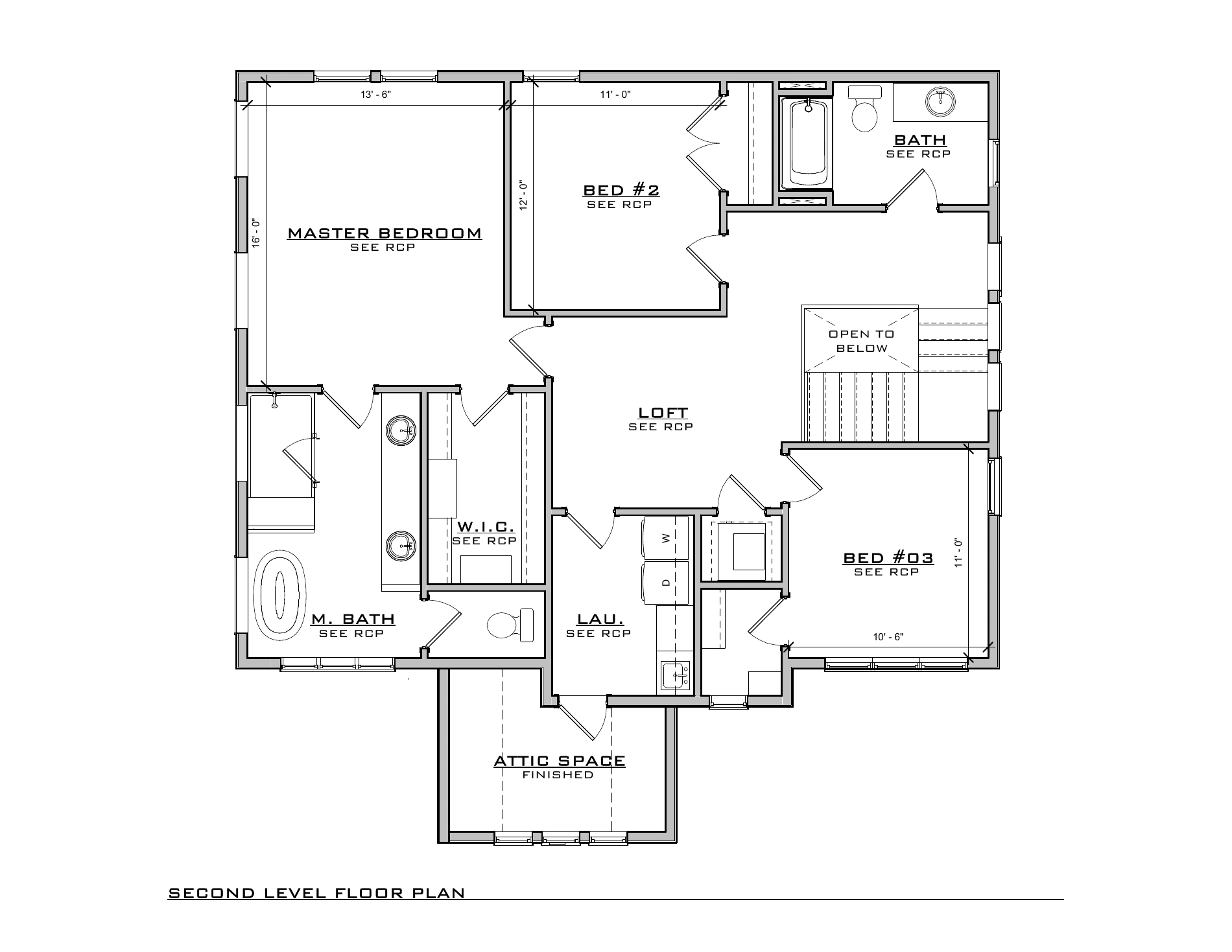 Hawthorne Farmhouse, lot SR301 — Second level architectural floor plan
