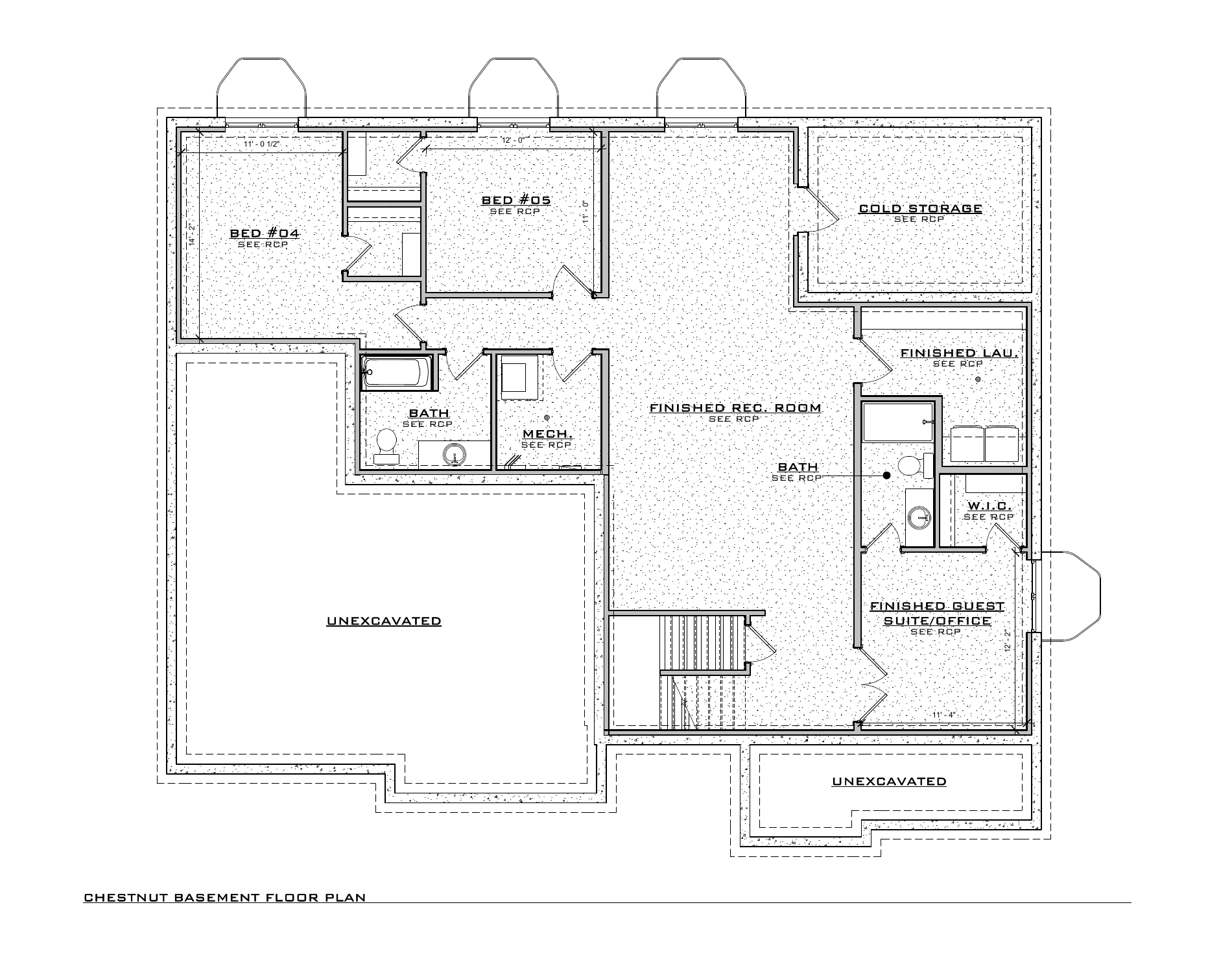 Chestnut Farmhouse, lot SR303 — Basement architectural floor plan