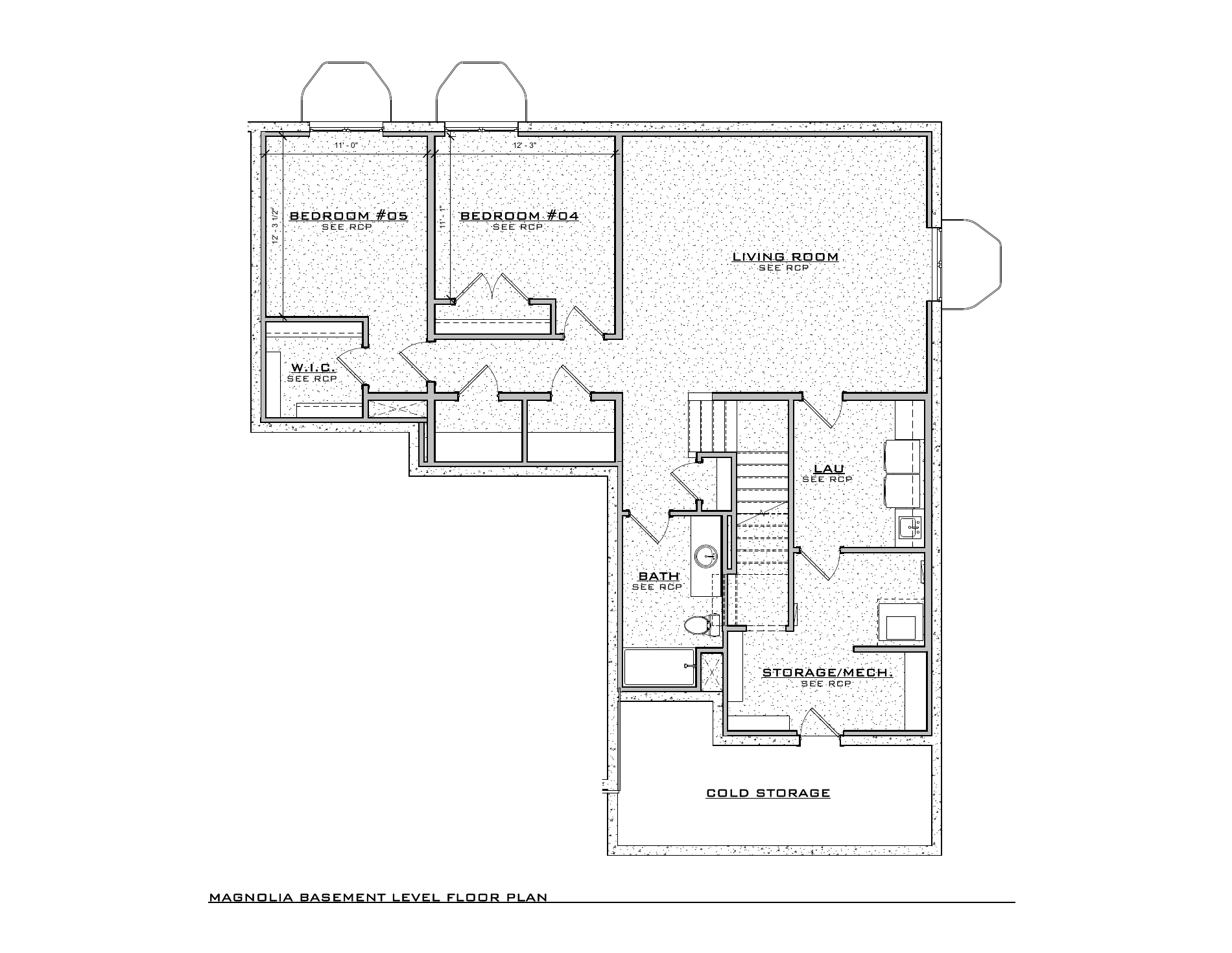 Magnolia Farmhouse, lot SR305 — Basement architectural floor plan