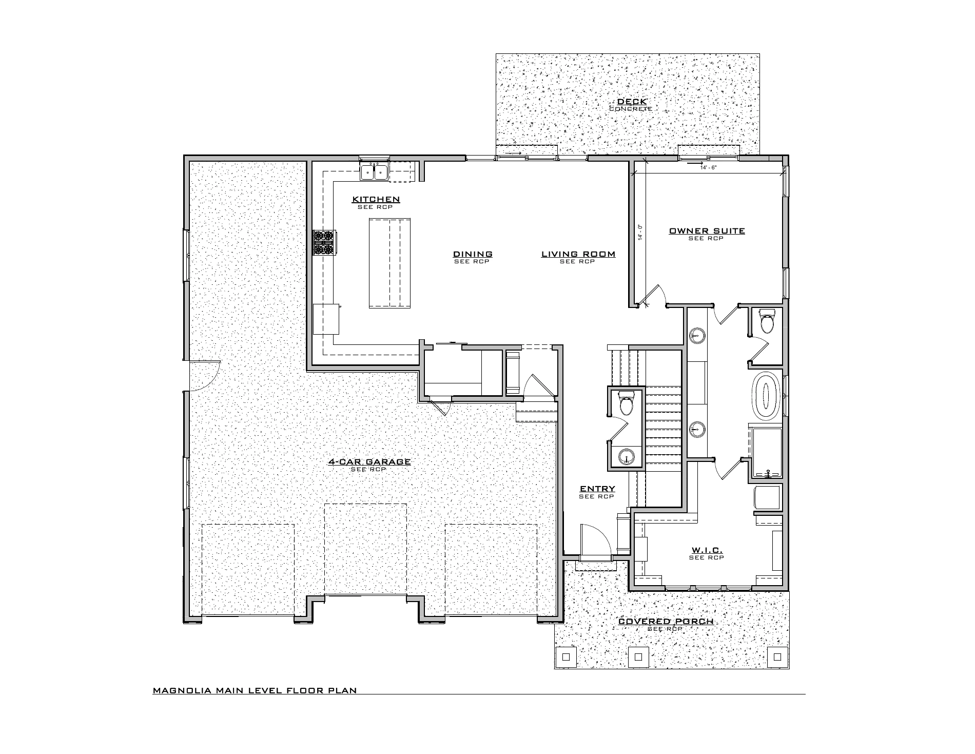 Magnolia Farmhouse, lot SR305 — Main level architectural floor plan