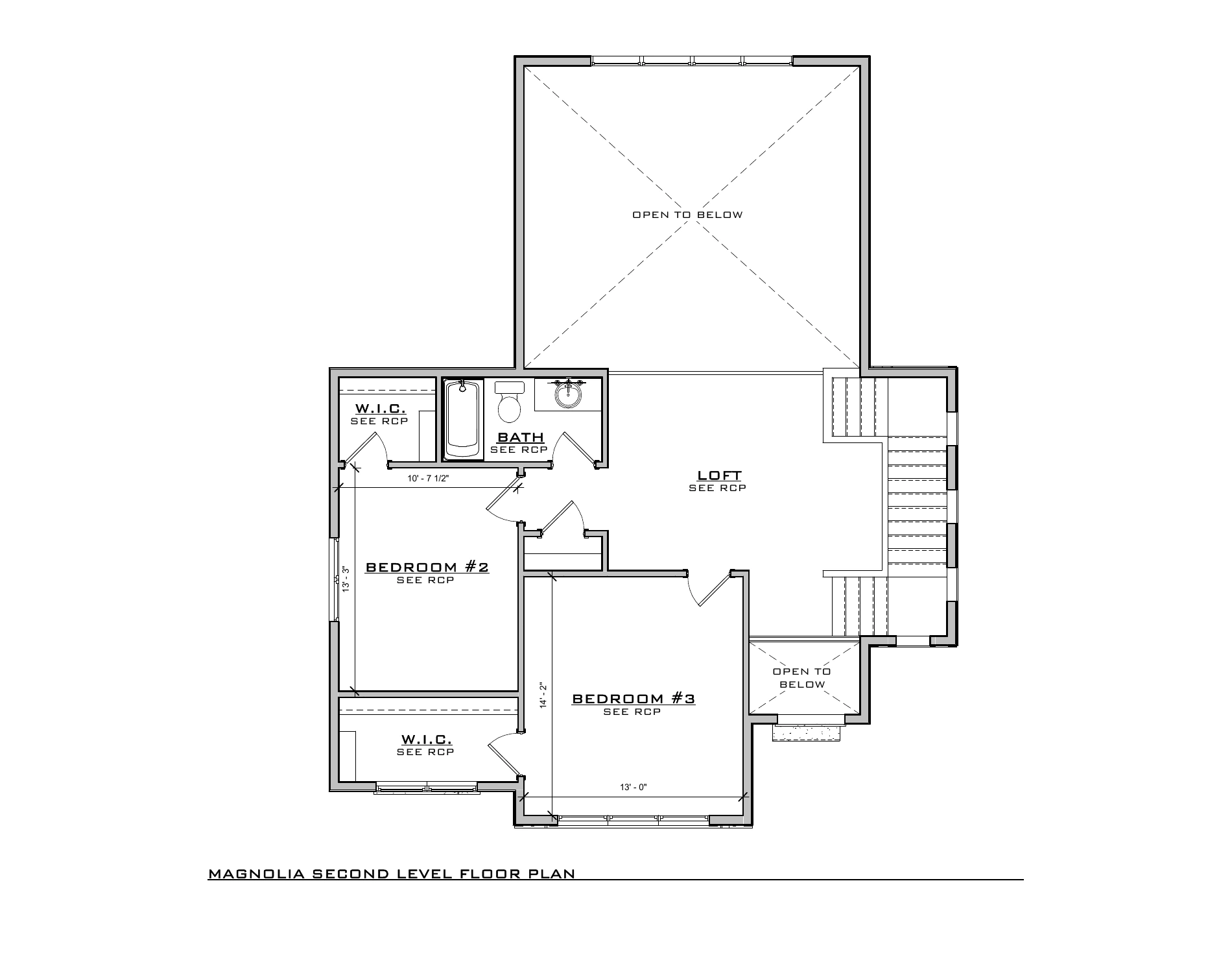 Magnolia Farmhouse, lot SR305 — Second level architectural floor plan