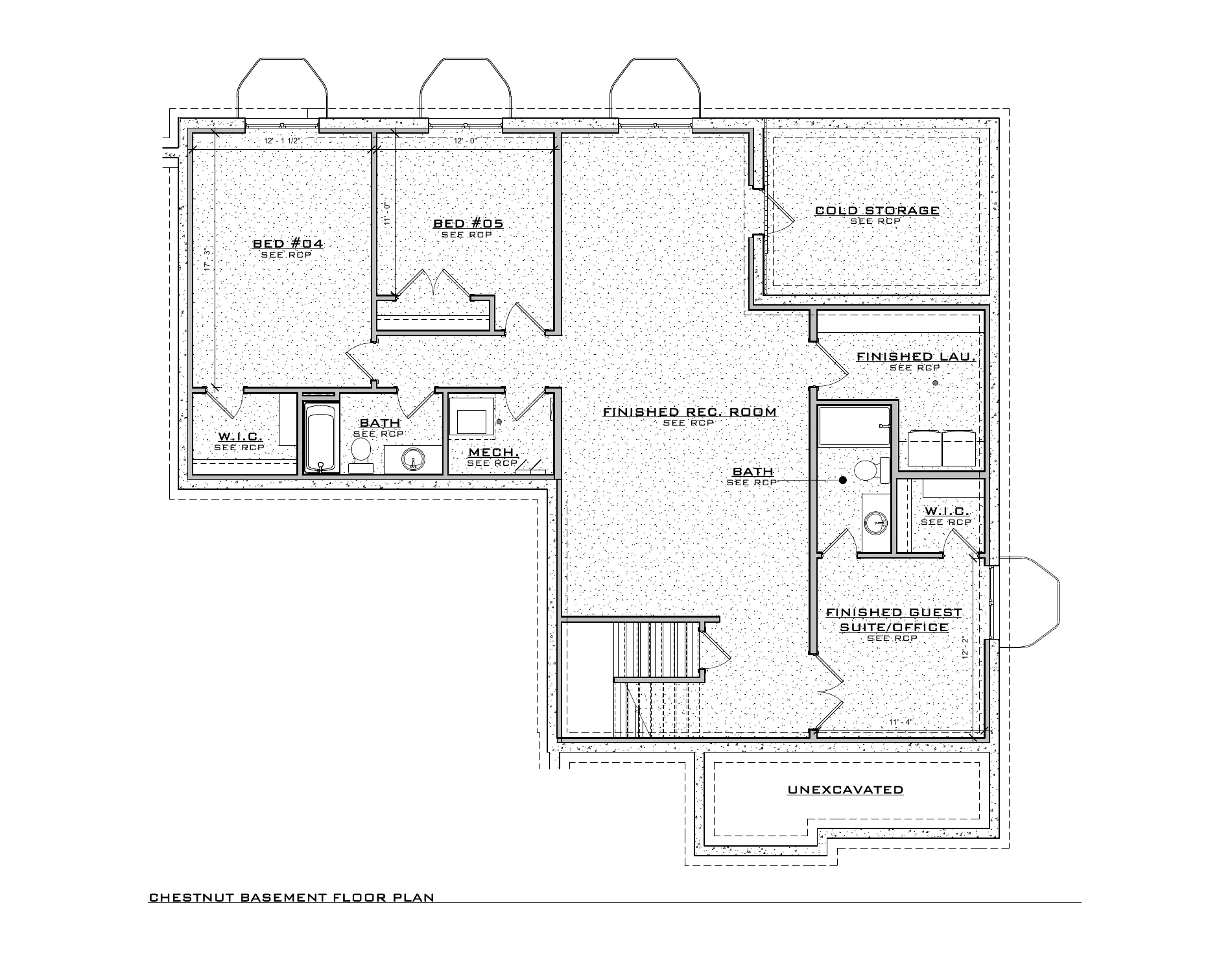 Chestnut Farmhouse, lot SR406 — Basement architectural floor plan