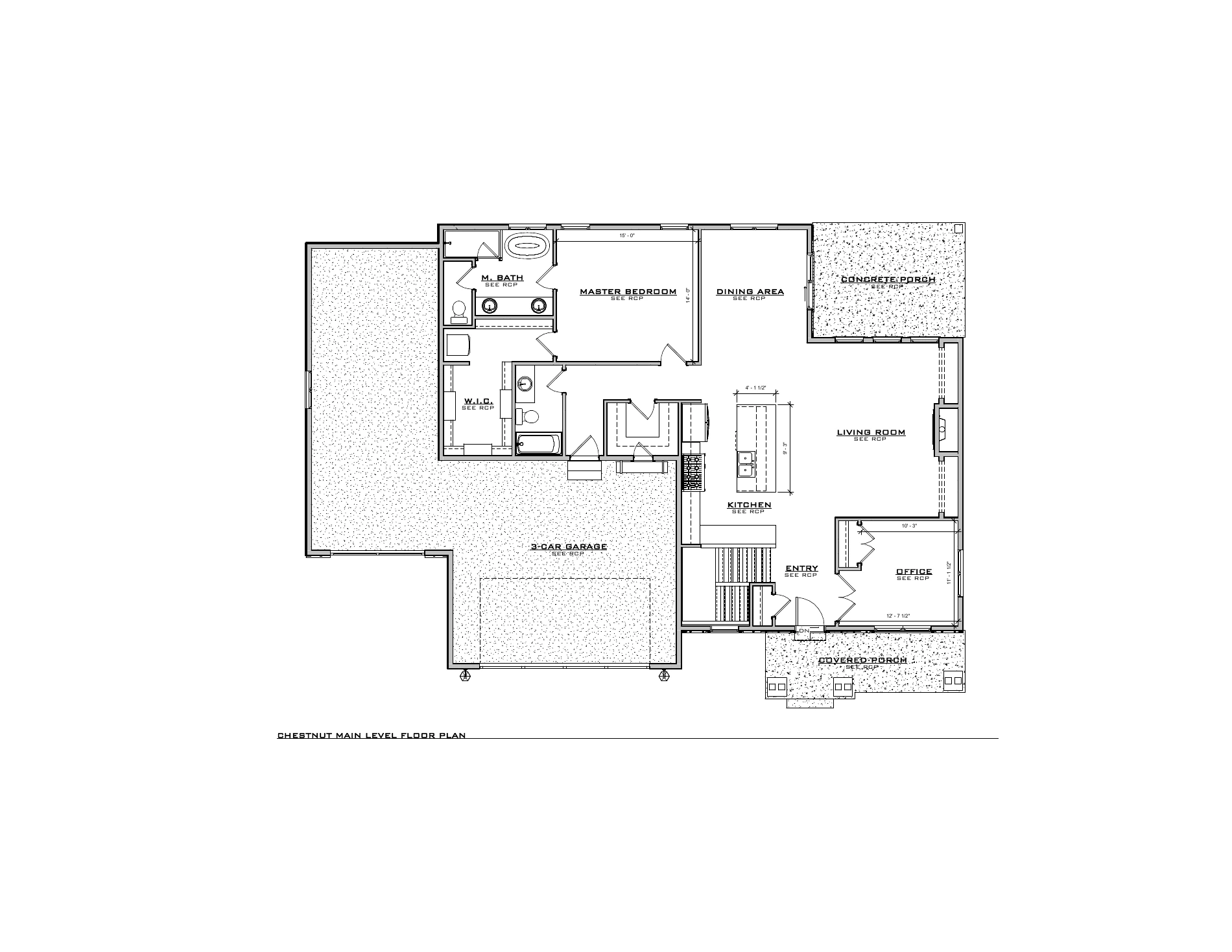 Chestnut Farmhouse, lot SR406 — Main level architectural floor plan