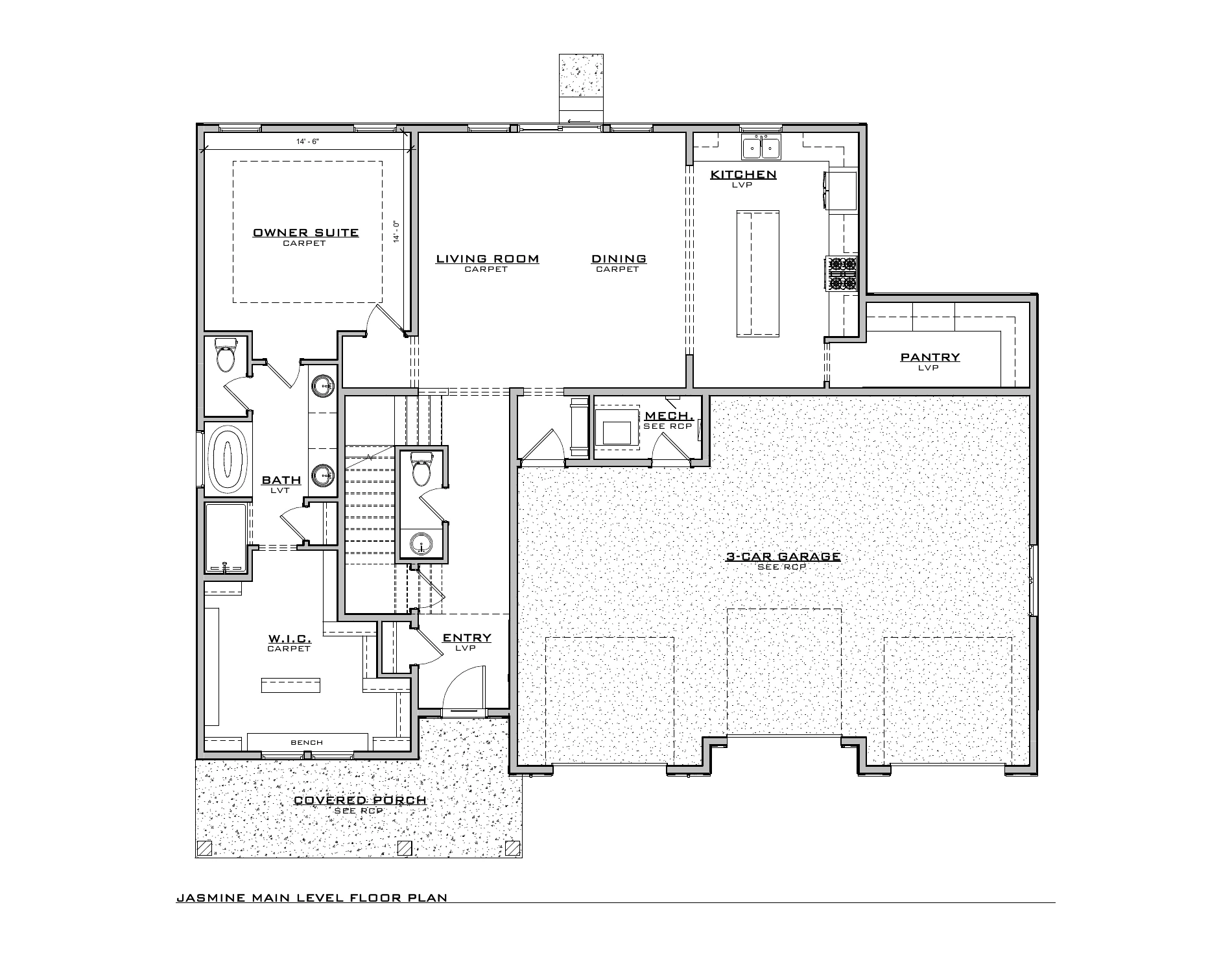 Jasmine, lot TL146 — Main level architectural floor plan