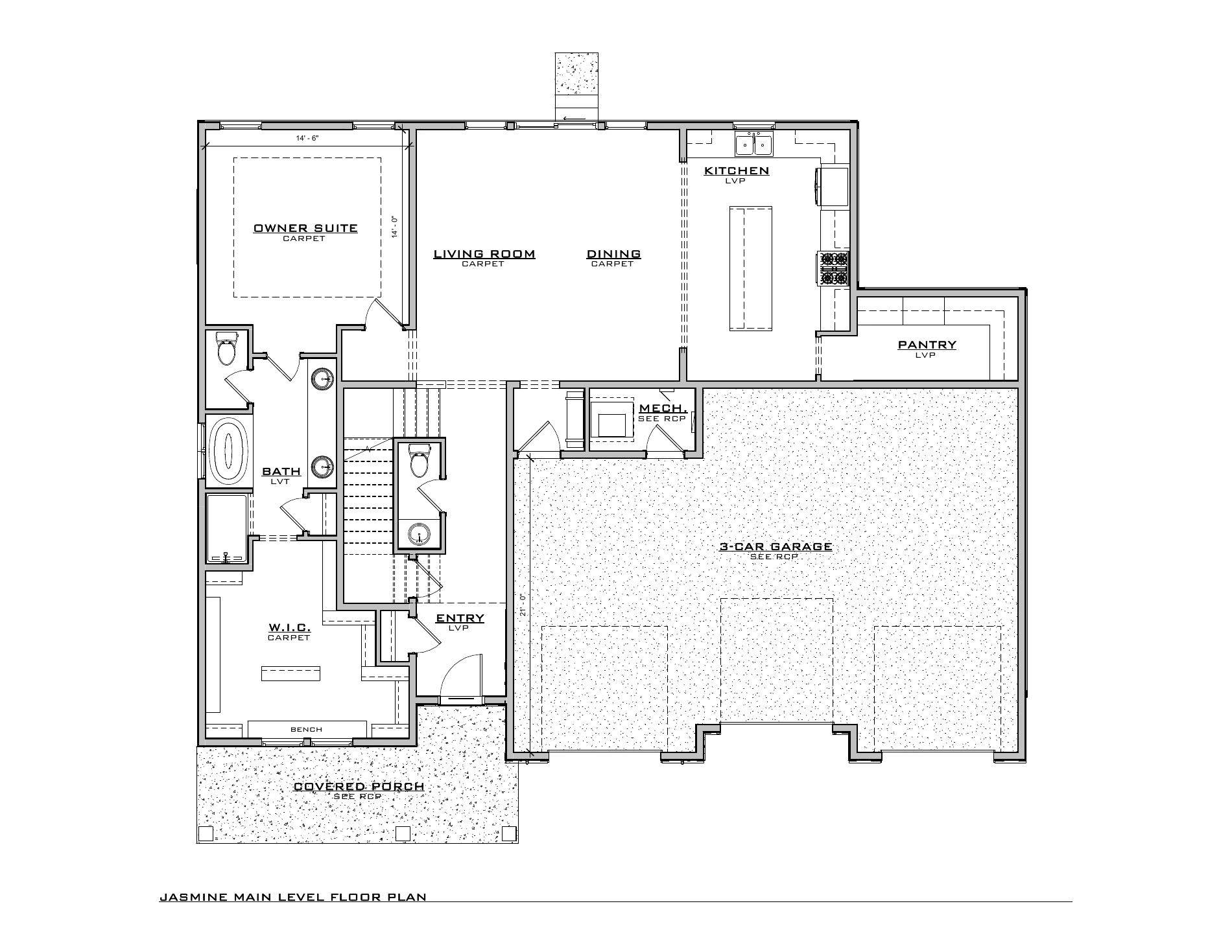 Jasmine, lot TL157 — Main level architectural floor plan