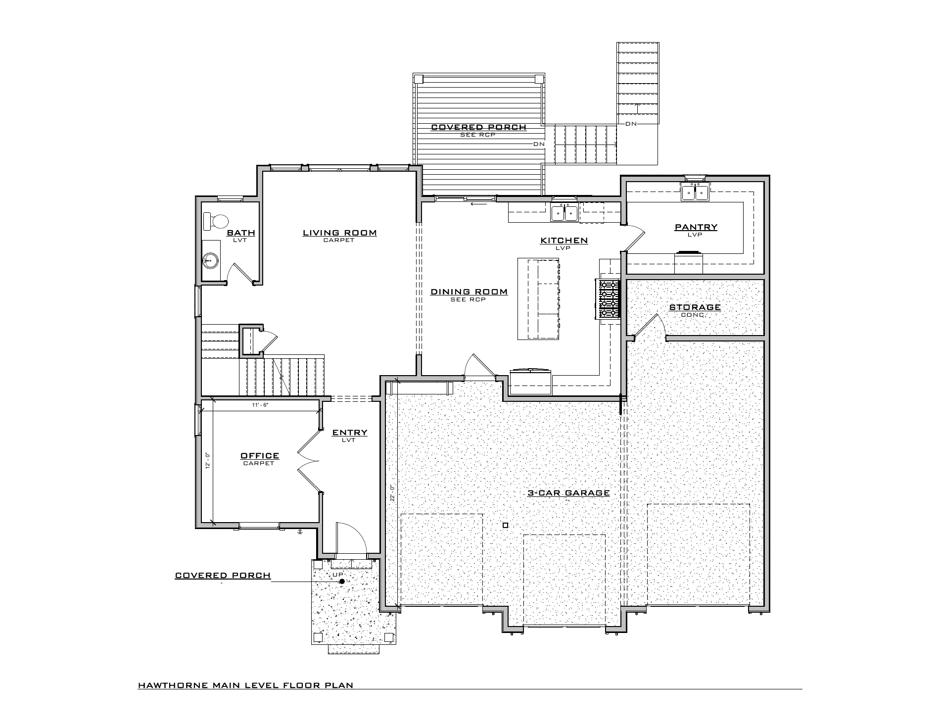 Hawthorne, lot VR23 — Main level architectural floor plan