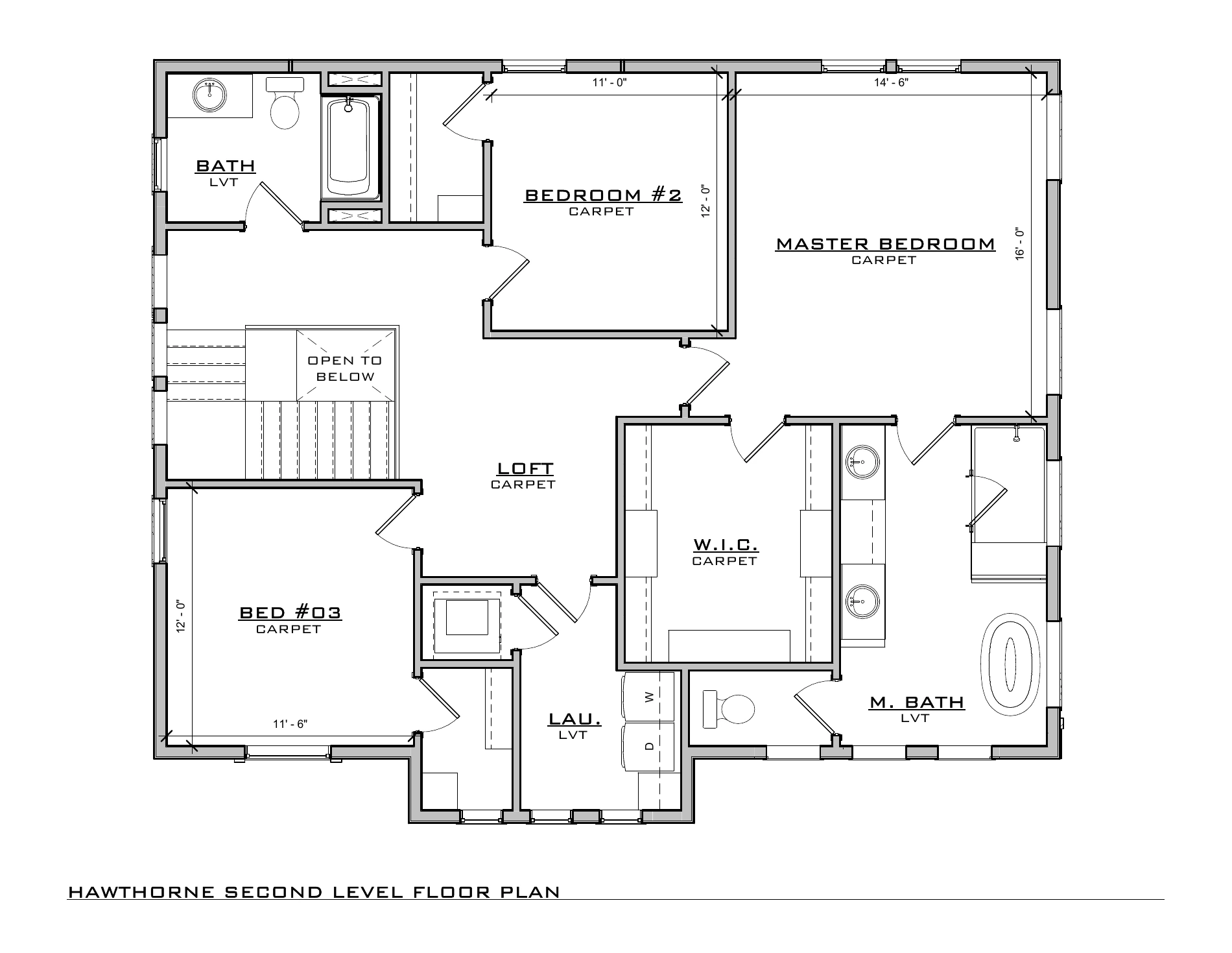Hawthorne, lot VR23 — Second level architectural floor plan
