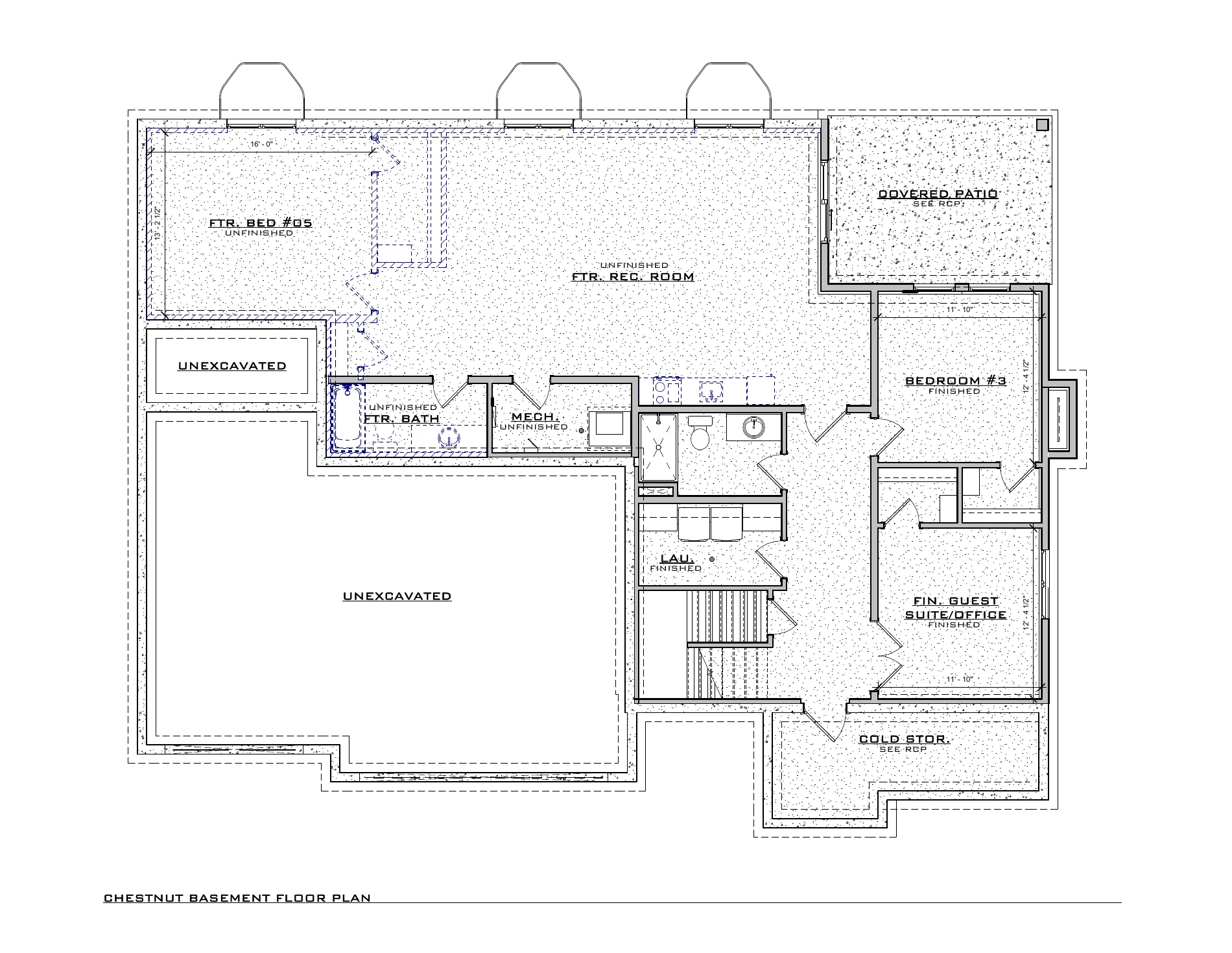 Chestnut, lot VR33 — Basement architectural floor plan
