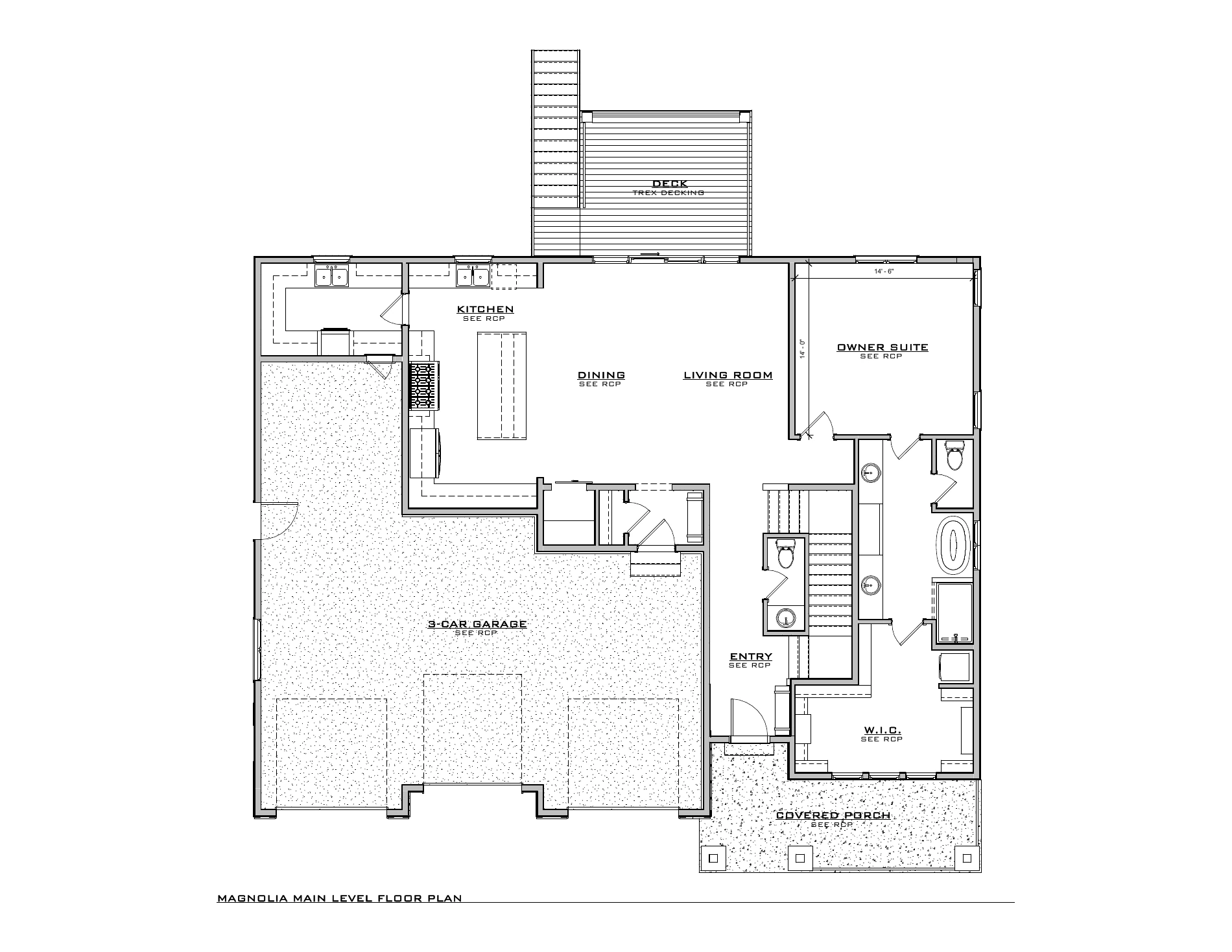 Magnolia, lot VR34 — Main level architectural floor plan