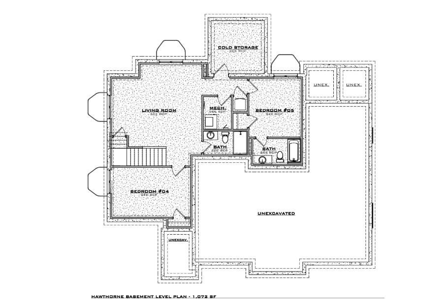 Hawthorne Basement floor plan, General plan set