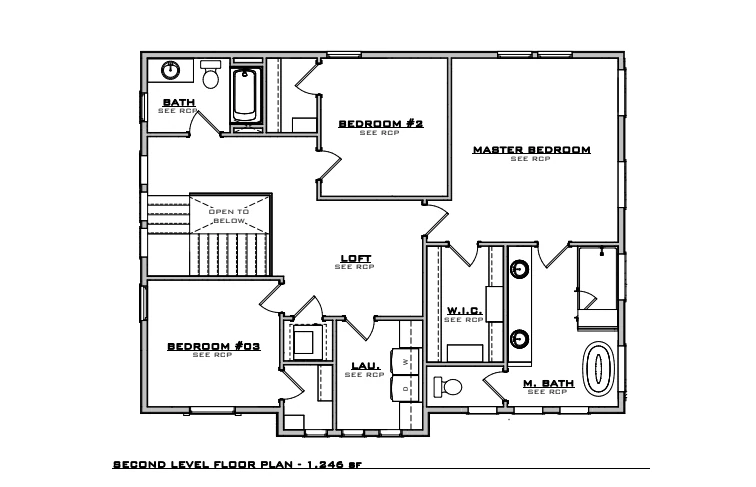 Hawthorne Second Level floor plan, General plan set