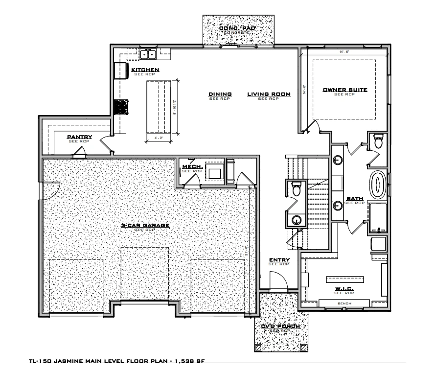 Jasmine Main Level floor plan, General plan set