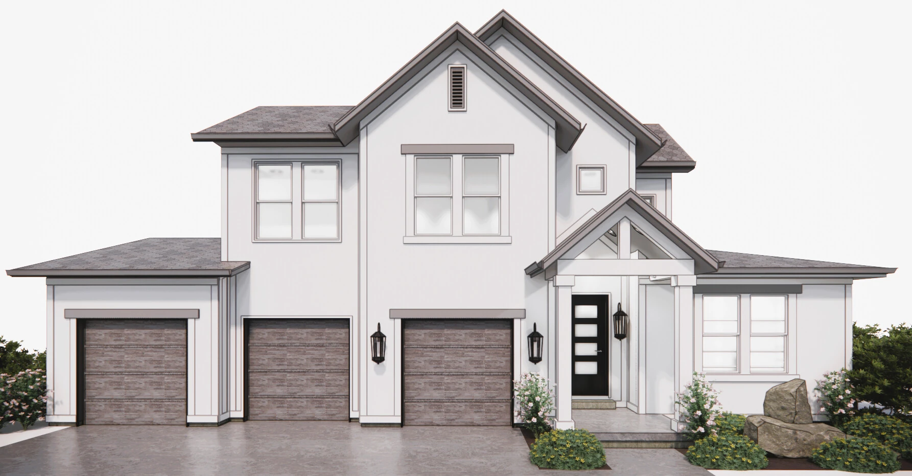 Jasmine exterior architectural rendering, TL150 design study