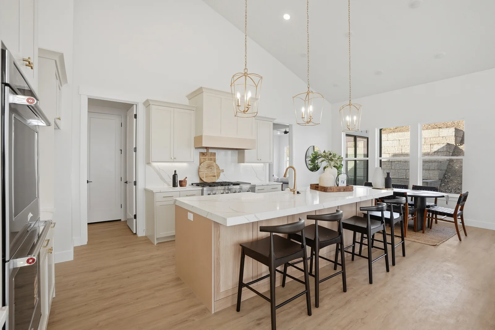 Olympic kitchen and dining area prepared for gathering