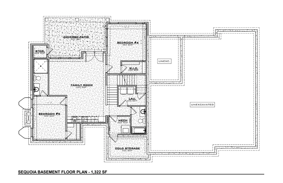 Sequoia Basement floor plan, General plan set