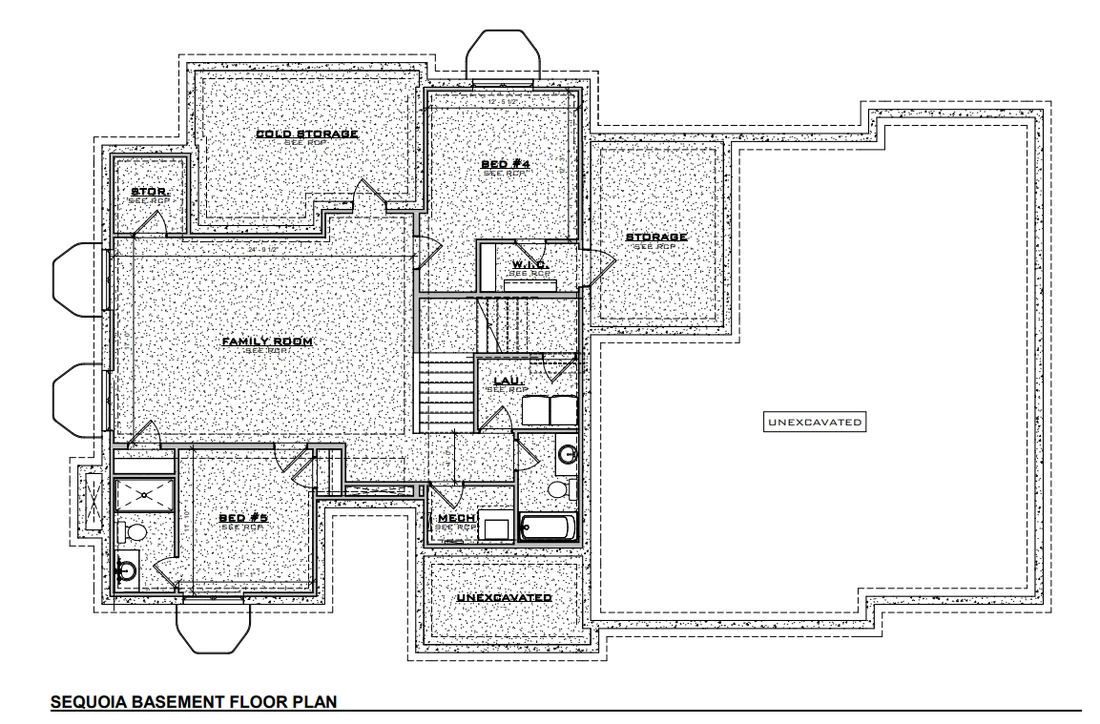 Sequoia Basement floor plan, HF119 plan set